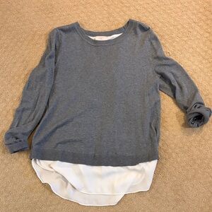 LOFT Gray and White Layered Sweater